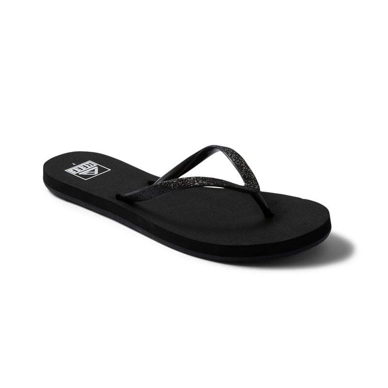 Reef Stargazer Womens Beach Flip Flop, Super Lightweight and Soft Footbed, Thin Glitter Strap, Black/Black, 8 - Image 3